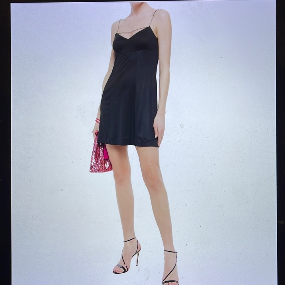 NWT Alexa Chung Crystal Embellished Satin Jersey Mini Dress